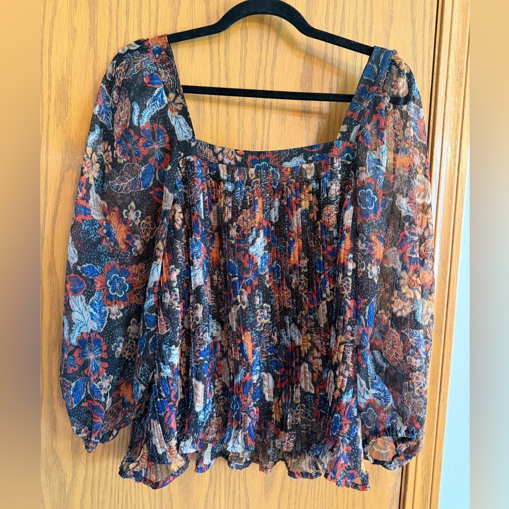 Dear John Sheer Floral Blouse- Black, Large